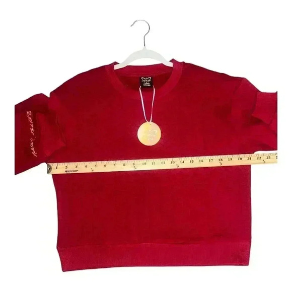 Laila Ali Red Cable Knit Sweater, Large - Picture 5 of 6